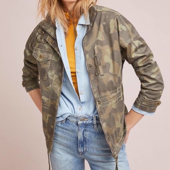 Anthropologie Marrakech Camo Cotton Anorak Military Utility Jacket S - Picture 2 of 8